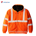 Zipped High Visibility Winter Jacket Workwear Clothes Man Class 3 Reflective Tape Hi Vis Safety Sweatshirt